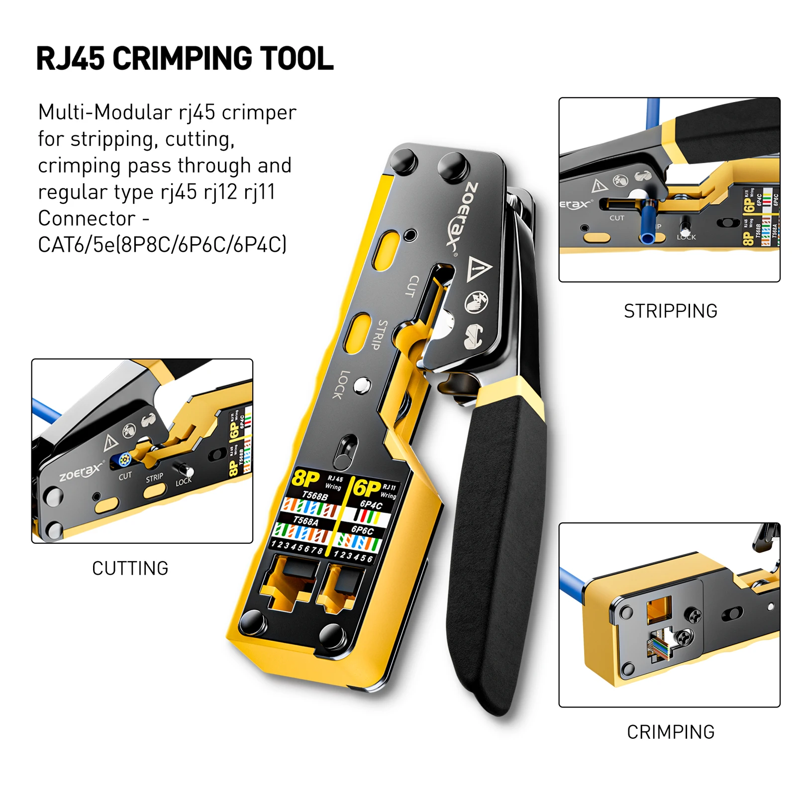ZoeRax RJ45 CAT6 CAT5E Crimp T – обзор и цена Wire Stripper Cutter