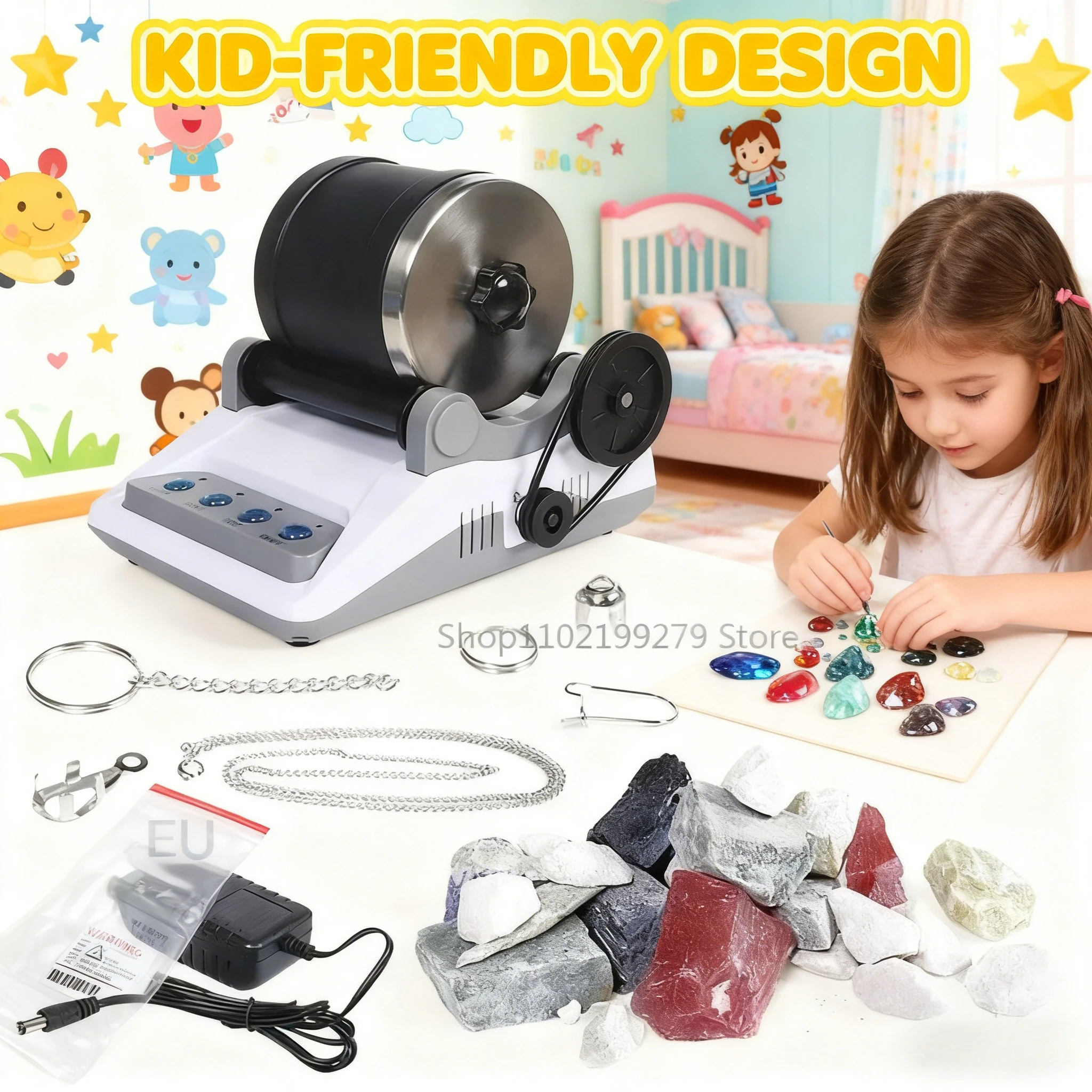 110/220V Rock Tumbler Kit DIY  – обзор и цена Diy Electronics Kids