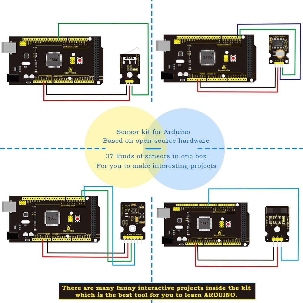 Keyestudio New Sensor Starter  – обзор и цена Arduino Uno Starter Kit